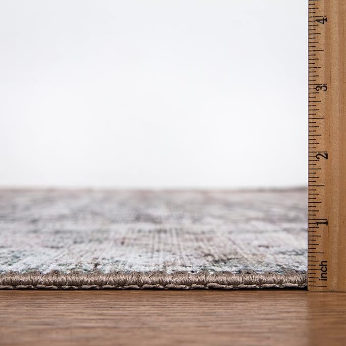 Bloom Rugs Washable Non-Slip 3' x 5' Rug - Tan/Blue/Green Traditional Area Rug for Living Room, Bedroom, Dining Room, and Kitchen - Exact Size: 3' x 5'
