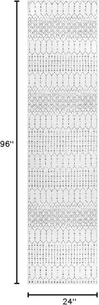 Lahome Moroccan Kitchen Runner Rug - 2x8 Non-Slip Washable Hallway Rug Runner Ultra-Thin Soft Throw Bathroom White Print Distressed Carpet for Entryway Laundry Room Living Room