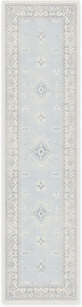 RUGGABLE Washable Vintage Runner Rug – Verena Soft Blue 2.5x10, Stain-Resistant, Non-Slip Hallway Runner – Machine Washable Rug for Hallway, Entryway, Living Room & Kitchen–with Standard Pad