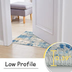 Lahome Modern Abstract Rug Runners for Hallways Non Slip, 2x7 Carpet Runner Rug for Kitchen Non Skid Washable, Soft Floor Mat for Bathroom Bedside Entrance RV, Blue/Yellow/Ivory