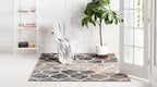 Rugs.com Lattice Frieze Collection Rug – 6' Square Blue Multi Medium Rug Perfect for Living Rooms, Kitchens, Entryways