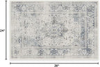 RUGGABLE Washable Vintage Area Rug – Sarrah Blue Quartz 2x3, Stain-Resistant, Non-Slip – Small Machine Washable Rugs for Living Room, Bedroom, Hallway, Entryway & Bathroom–with Cushioned Pad