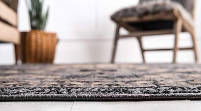Unique Loom Taftan Collection Border Geometric Tribal Inspired Design Area Rug (5' 0 x 8' 0 Rectangular, Gray/ Black)