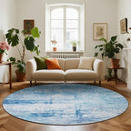 Round 8ft Area Rug Modern Abstract Washable Carpet for Living Room Bedroom Dining Room Home Office - Abstract Teal Grey