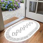 Simple Black and White Geometric Texture Bordered Area Rug 6x8 for Living Room Bedroom Dining Room Soft Washable Anti Slip Floor Mats Doormat Modern Minimalist Large Carpet Cozy Indoor Oval Rugs