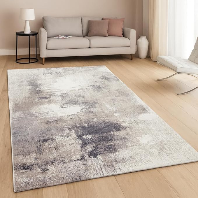 Paco Home Abstract Area Rug Artful Mottled Color Pattern in Beige Grey, Size: 5'3" x 7'7"