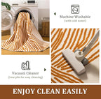YIHOUSE Orange Rug for Living Room, 8×10 Modern Abstract Area Rug, Geometric Contemporary Wave Striped Rugs for Playroom Nursery, Washable Nonslip Large Rug for Bedroom Dining Room