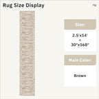 Runner Rug 2'6" x 14' Washable Non-Slip Runner Rugs for Kitchen Bathroom Laundry Room Vintage Ultra Thin Runners for Hallway Entryway Brown