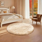 4x4 Round Solid Fluffy Camel Area Rug – Washable, Durable, Circle Bedroom Rug, Non-Slip High Pile Shag Rugs for Living Room, Bedside, Dorms, Nursery Rooms, Kids Room, Soft Indoor Floor Carpet
