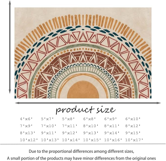 Colorful Geometric Sun Rug, Sun Pattern Rug, Geometric Area Rugs, Colorful Abstract Rugs, Washable Boho Carpet for Living Room, Bedroom, Dining Room, Office (5' x 8'(Rectangular))