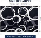 YIHOUSE 6x9 Ft Area Rugs, Concentric Circle Carpet Washable Rug, Black and White Geometric Design Rug for Spacious Living Rooms, Master Bedrooms, Dining Room, Home Office Decor, Nonslip Non-Shedding