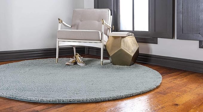 Unique Loom Solo Collection Area Rug - Calabasas (6' 1" Round, Light Blue)