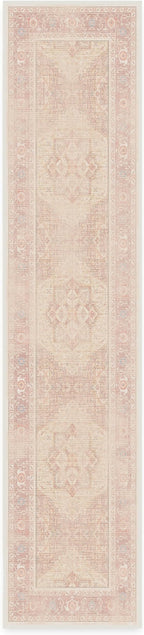 RUGGABLE Washable Runner Rug – Kamran Soft Pink 2.5x12, Stain-Resistant, Non-Slip Hallway Runner – Machine Washable Rug for Hallway, Entryway, Living Room & Kitchen–with Standard Pad