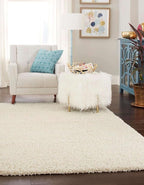 Unique Loom Solid Shag Collection Area Rug (4' 1" x 6' 1" Rectangle, Pure Ivory)