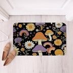Erosebridal Trippy Mushroom Bathroom Rugs Groovy Floral Bath Mat Cute Rainbow Non Slip Bath Rugs Two Groovy Party Boho Hippie Mushroom Fluffy Plush Rugs 20x32 Retro Party Decorations Shower Carpet