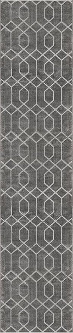 Unique Loom Glam Collection Area Rug - Trellis (2' 7' x 12' 2' Runner, Gray Silver/ Silver)