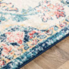 Livabliss Area Rugs - 3x10 Odelia Vintage Boho Aqua Burgandy Blue Runner Area Rug for Living Room Bedroom - Floral Medallion Stain Resistant Carpet for Kitchen, Nursery, Office (2'7" x 10', Runner)