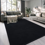 AROGAN Modern Shag Area Rug for Bedroom, 4x6 Feet Washable for Living Room, Indoor Floor Carpet, Plush Memory Foam Bedside for Kids Girls Teens Room, Low Pile Decor, Black