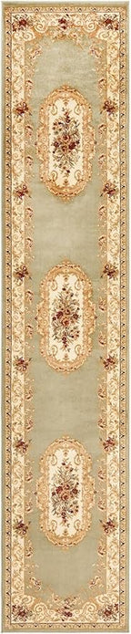 Rugs.com Chateau Collection Rug - 13 Ft Runner Green Medium Pile Rug