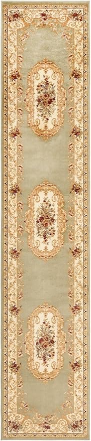 Rugs.com Chateau Collection Rug - 13 Ft Runner Green Medium Pile Rug