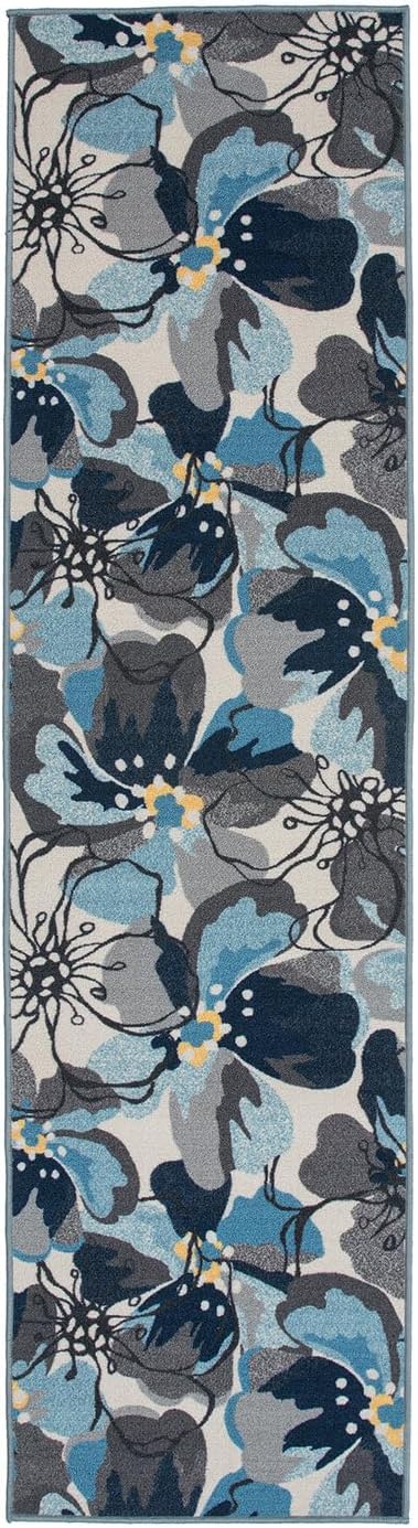 Rugshop Gray Large Floral Non-Slip Runner Rug Fade Resistant for Hallway, Entryway and Kitchen, 2'7" x 6'