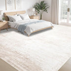 Area Rugs 9x12 Living Room: Washable Rug Modern Abstract Large Rugs Soft Non Slip Neutral Rug Stain Resistant Indoor Carpet for Bedroom Kitchen Dining Room Table Nursery Home Office Rugs(Beige,9'x12')