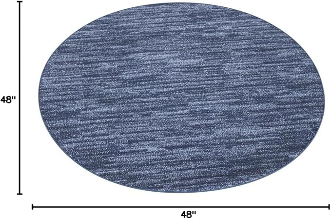 Nourison Home Nourison Essentials Navy Blue 4' x Round Area Rug - Easy Clean, Non Shedding, Bed Room, Living Room, Dining Room, Kitchen (4' x Round)