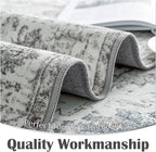 jinchan Kalen Runner Rug 3x8 Washable Area Rug Soft Vintage Indoor Floor Cover Thin Retro Distressed Grey Multi Carpet Floral Print Country Non Slip for Bathroom Kitchen Bedroom Living Room