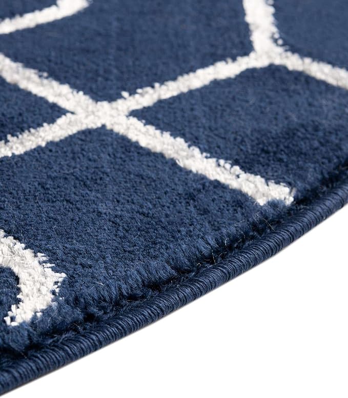 Unique Loom Glam Collection Area Rug - Trellis (7' 10' x 10' Oval, Navy Blue Silver/ Silver)