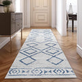 jinchan Hallway Runner Rug 2x10 - Moroccan Kitchen Machine Washable Runner Rug Modern Geometric Soft Faux Wool Ultra-Thin Low-Pile Non-Slip Carpet for Laundry Room Bedroom Farmhouse (2x10ft,Blue)