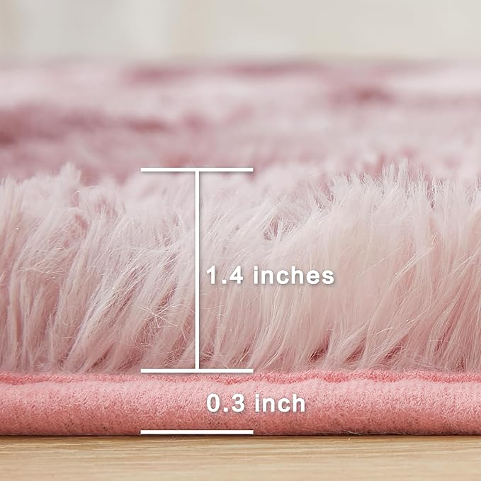 Andency Soft Area Rugs for Living Room Bedroom, 3x5 Non-Slip Fluffy Shag Carpet, Indoor Floor Fuzzy Shaggy Living Room Plush Rug for Kids Dorm Nursery Home Decor Aesthetic, Tie-Dyed Dusty Pink