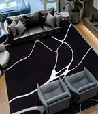 YIHOUSE Modern Washable Area Rug for Living Room Bedroom - Large Abstract Black and White Rug Non-Slip Ultra-Thin Home Decor (Dark Warping, 5'x7'ft)