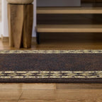 Antep Rugs Alfombras Modern Bordered 2x7 Non-Skid (Non-Slip) Low Profile Pile Rubber Backing Indoor Area Runner Rugs (Brown Beige, 2' x 7')