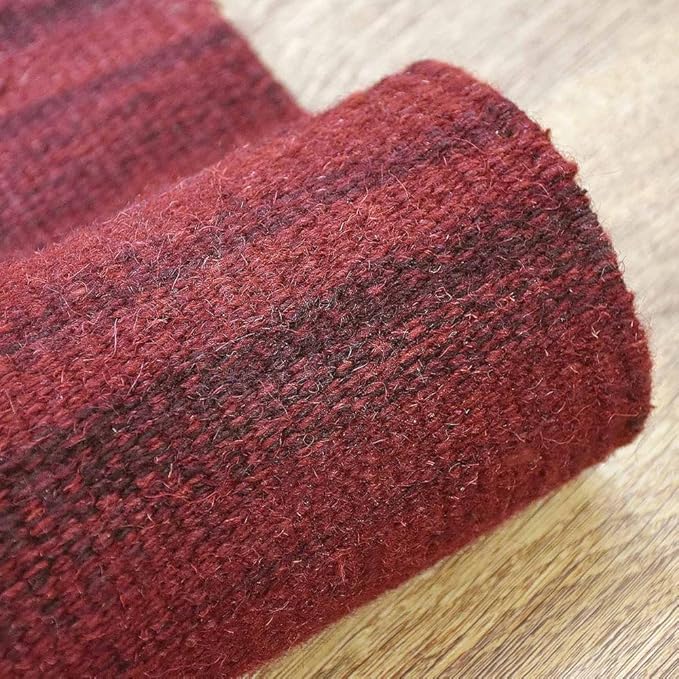 Rugsotic Carpets Hand Woven Flat Weave Kilim Wool 3'x5' Area Rug Solid Dark Red D00111