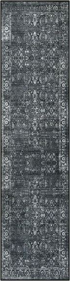 Morebes Black Vintage Runners for Hallways 10 Foot Non Slip, Washable Distressed Non Skid Kitchen Runner Rug Indoor Long Carpet for Hall Foyer Entryway Bathroom Entrance Playroom