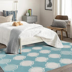 Aqua and White Rug, 2x3 Rug, Blue Rugs for Living Room Bedroom, Geometric Small Area Rug, Washable Rug Non Slip Soft Indoor Carpet, Kids and Pets Friendly, Aqua and White Home & Room Decor