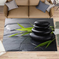 Zen Buddhism Rugs for Bedroom - 4x6 Area Rug - Black Zen Dianthus Leaf Rugs for Living Room, Meditation Yoga Rug, Washable Home Decor Carpet