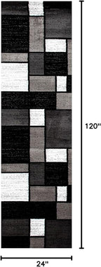 Rugshop Contemporary Modern Boxes Runner Rug 2' x 10' Gray