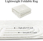 SHACOS Soft Cozy Fluffy Arch Pattern High-Low Pile Area Rugs 6'x9' Large Non Slip Washable Modern Geometric Rug Scandinavian Minimalist Carpet for Living Room Bedroom Dining Room, Cream White