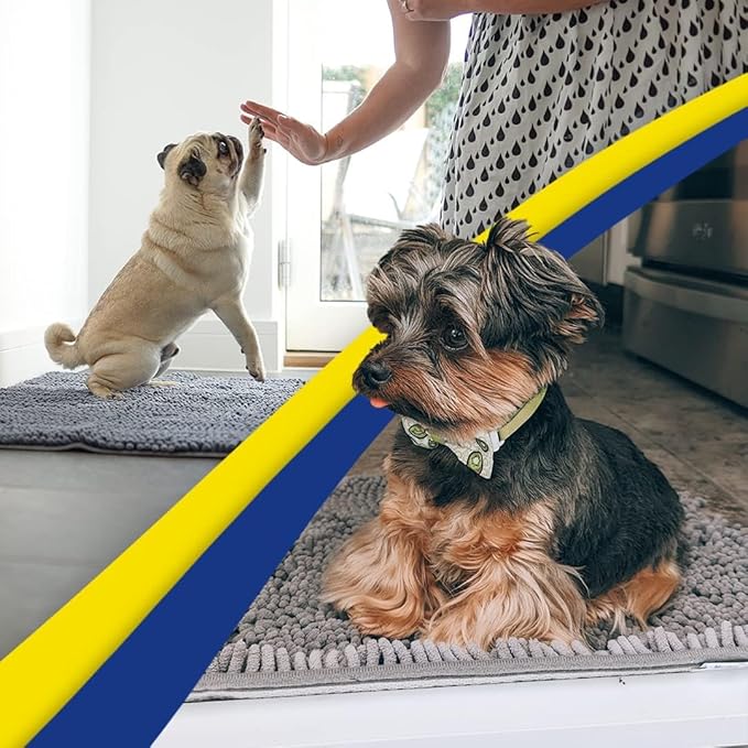 Muddy Mat® Original Dog Door Mat for Muddy Paws, Super Absorbent Microfiber, Non-Slip Washable Pet Rug, Quick Dry Chenille Entryway Carpet, Machine Washable Indoor Outdoor mat, Grey 24"x72"