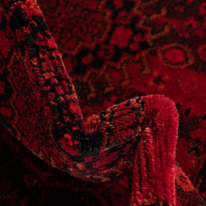 Unique Loom Tekke Collection Area Rug - Sheibani (3' 3" Round, Red/ Black)