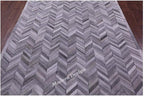 Modern Design Premium Cowhide Leather Carpet with Chevron Pattern, Area Rug (Natural Multi Grey, 2x3)