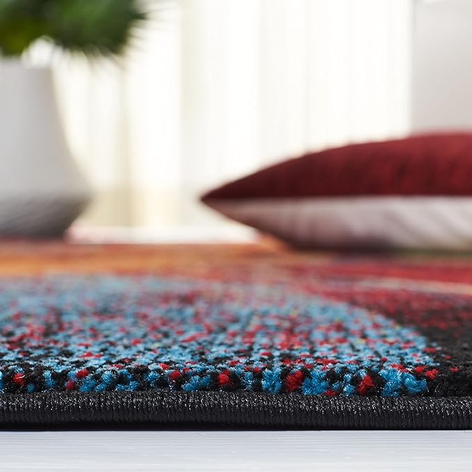 SAFAVIEH Glacier Collection 11' x 15' Red/Green GLA126Q Modern Abstract Non-Shedding Living Room Bedroom Area Rug