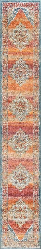 Unique Loom Isabella Collection Area Rug - Rossellini (2' 7" x 16' 5" Runner, Rust Red/ Beige)