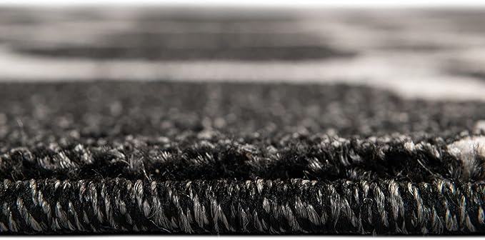 Rugs.com Lattice Collection Rug – 3' x 5' Black Medium Rug Perfect for Entryways, Kitchens, Breakfast Nooks, Accent Pieces