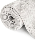 Rugs.com Leipzig Collection Rug – 12 Ft Runner Gray Low-Pile Rug Perfect for Hallways, Entryways