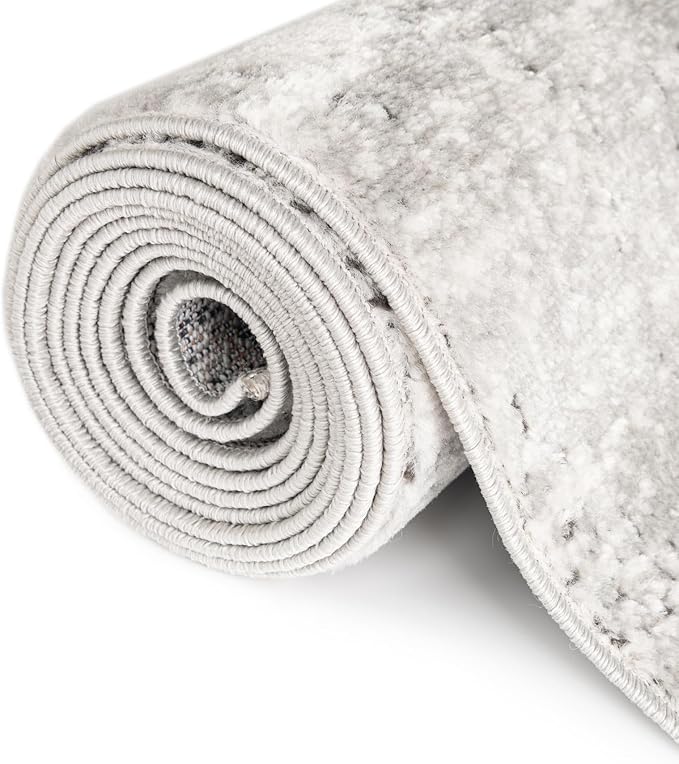 Rugs.com Leipzig Collection Rug – 6 Ft Square Gray Low-Pile Rug Perfect for Living Rooms, Kitchens, Entryways