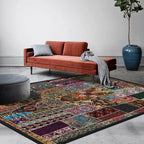 Vintage Boho Area Rugs Multicolor Ethnic Style Geometric Splicing Carpets Bedroom Living Room Kitchen Floor Mats Indoor Outdoor Non-Shedding Runner Rug Home Décor Carpet 2' X 4'