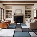 Rugshop Contemporary Modern Boxes for Open Spaces,Living Room,Large Areas,Bedroom,Kitchen Non Shedding Area Rug 12' x 15' Blue