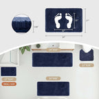 Small Bathroom Rugs 17x24 Non Slip Navy Fluffy Bath Mat for Bathroom Floor Machine Washable Plush Luxury Bath Rug for Tub Soft Shaggy Absorbent Shower Mat